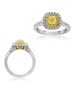 Cushion Fancy Yellow Diamond Ring
