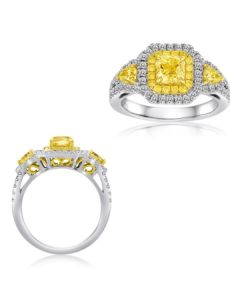 Radiant Fancy Yellow Diamond Ring