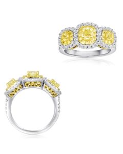 Cushion Fancy Yellow Diamond Ring
