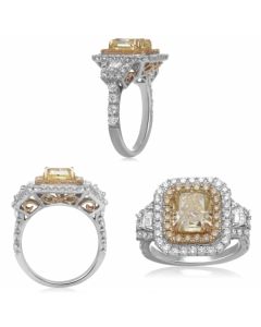 Radiant Fancy Yellow Diamond Ring