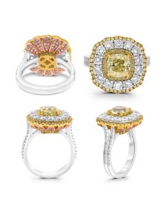 Cushion Fancy Yellow Diamond Ring