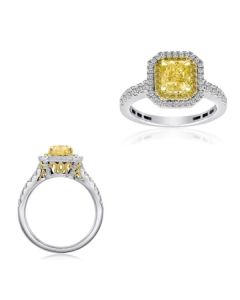 Radiant Fancy Yellow Diamond Ring