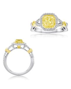 Cushion Fancy Yellow Diamond Ring