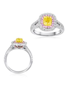Cushion Fancy Yellow Diamond Ring