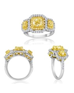 Radiant Fancy Yellow Diamond Ring