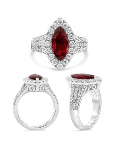 Marquise Cut Ruby & Diamond Ring