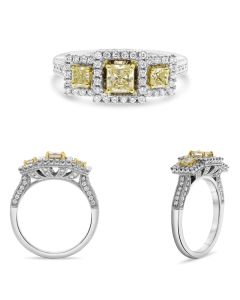 Radiant Fancy Yellow Diamond Ring
