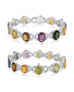 Multi Colored Sapphire and Diamond Bracelet