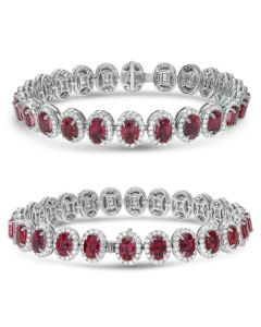 Four Prong Ruby Halo Bracelet