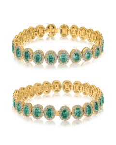 Yellow Gold Oval Emerald Bracelet