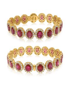 Yellow Gold Oval Ruby Bracelet