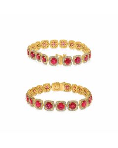 Yellow Gold Cushion Ruby Bracelet