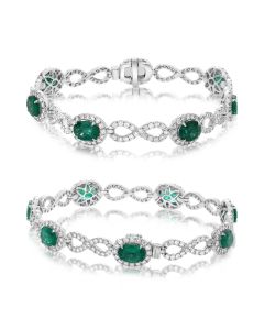 White Gold Emerald and Diamond Infinity Bracelet