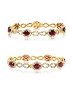 Yellow Gold Oval Ruby Bracelet
