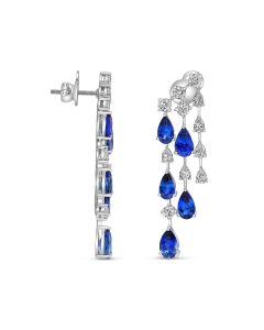 Double Drop Sapphire and Diamond Earrings 