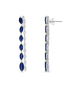 Sapphire Marquise and Diamond Drop Earrings 