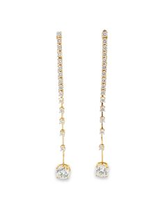 Yellow Gold Single Diamond Drop Earrings