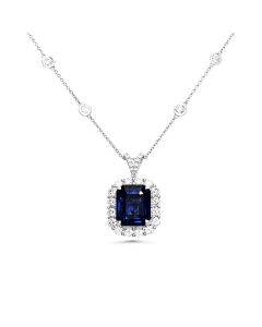 Emerald Cut Sapphire Necklace