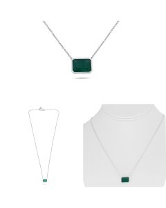 Bezel Set Emerald Necklace 