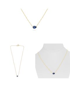 Yellow Gold Pear Shape Sapphire Necklace 