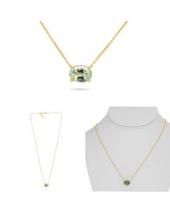 Yellow Gold Oval Natural Yellow Sapphire Necklace 