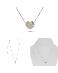 Diamond Halo 1.04 ct Yellow Diamond Heart Shape Necklace