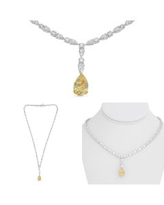 5.01 ct Yellow Diamond Pear Shape Necklace 