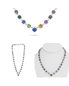 44.49 ct Multi Colored Sapphire Necklace 