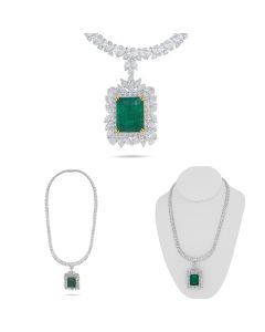 24.42 ct Emerald and Diamond Necklace 