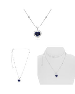3.82ct Heart Sapphire and Diamond Necklace 