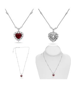 1.81 ct Ruby and Diamond Heart Necklace 