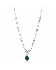 Emerald & Diamond Bow Necklace