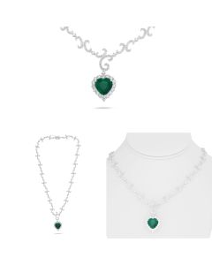 6.24 ct Emerald Heart and Diamond Necklace 