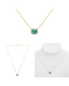 Emerald Cut Emerald Necklace