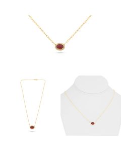 Yellow Gold Oval Ruby Necklace 