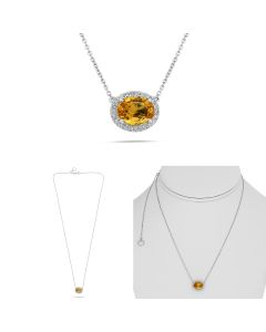  Oval Yellow Sapphire Yellow Gold Paper Clip Necklace 