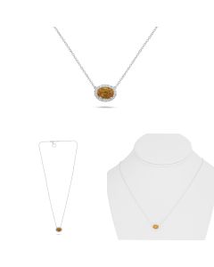 Oval Orange Sapphire Necklace