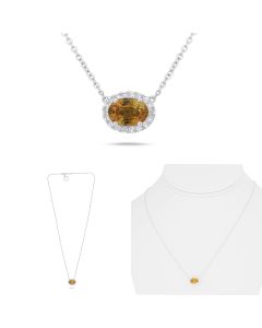Orange Sapphire Oval Necklace