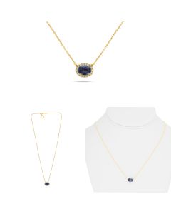 Yellow Gold Sapphire Oval Necklace 