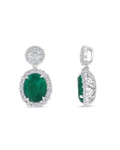 Round Emerald and Diamond Pendant