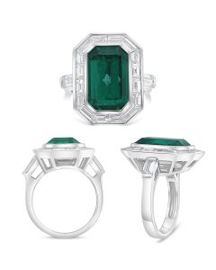 7.01 Carat Emerald and Baguette Ring