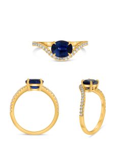 Yellow Gold Curved 1.66ct Sapphire Ring 