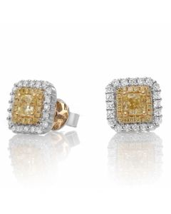 Radiant Fancy Yellow Diamond Earring