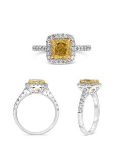 2.51 Yellow Diamond Pavé Ring 