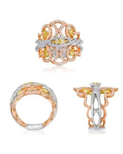 Mixed Shape Fancy Yellow Diamond Ring