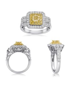 Radiant Fancy Yellow Diamond Ring