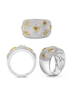 Mixed Shape Fancy Yellow Diamond Ring