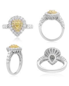Double Halo Pear-shaped Diamond Ring