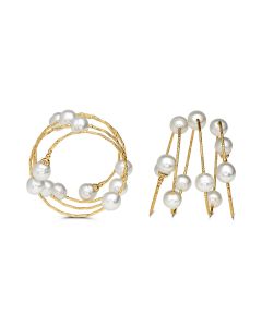 Yellow Gold Wrap 8.00+ MM Pearl Bracelet 