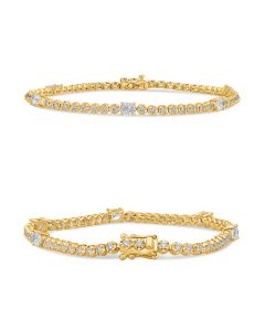 Yellow Gold Round and Oval Diamond Bracelet